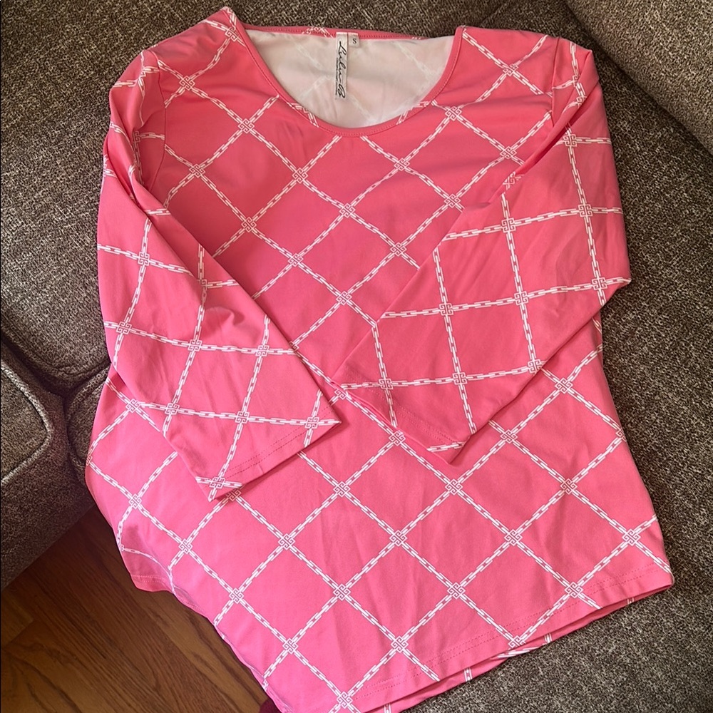 Lulu B Pink and White Boxy 3/4 Sleeve Blouse